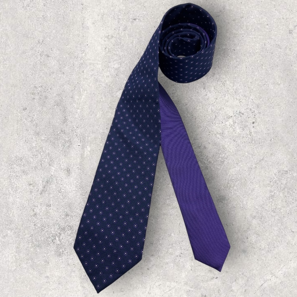 PROFUOMO Navy/Purple Floral Silk LUXURY Tie ITALY